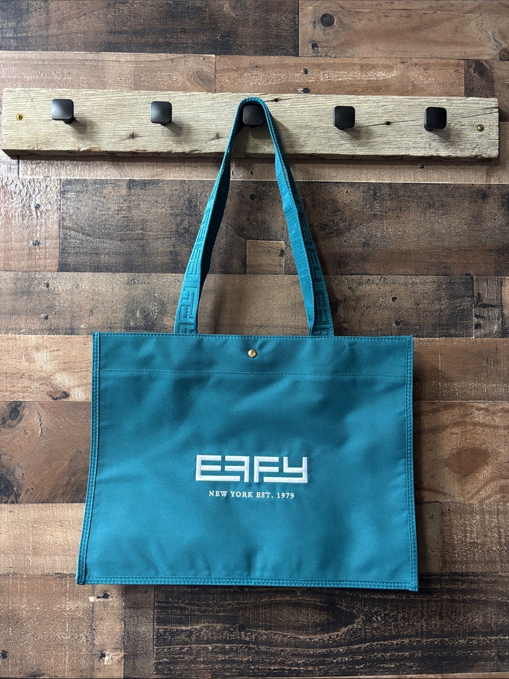 Effy Teal Tote with White Logo